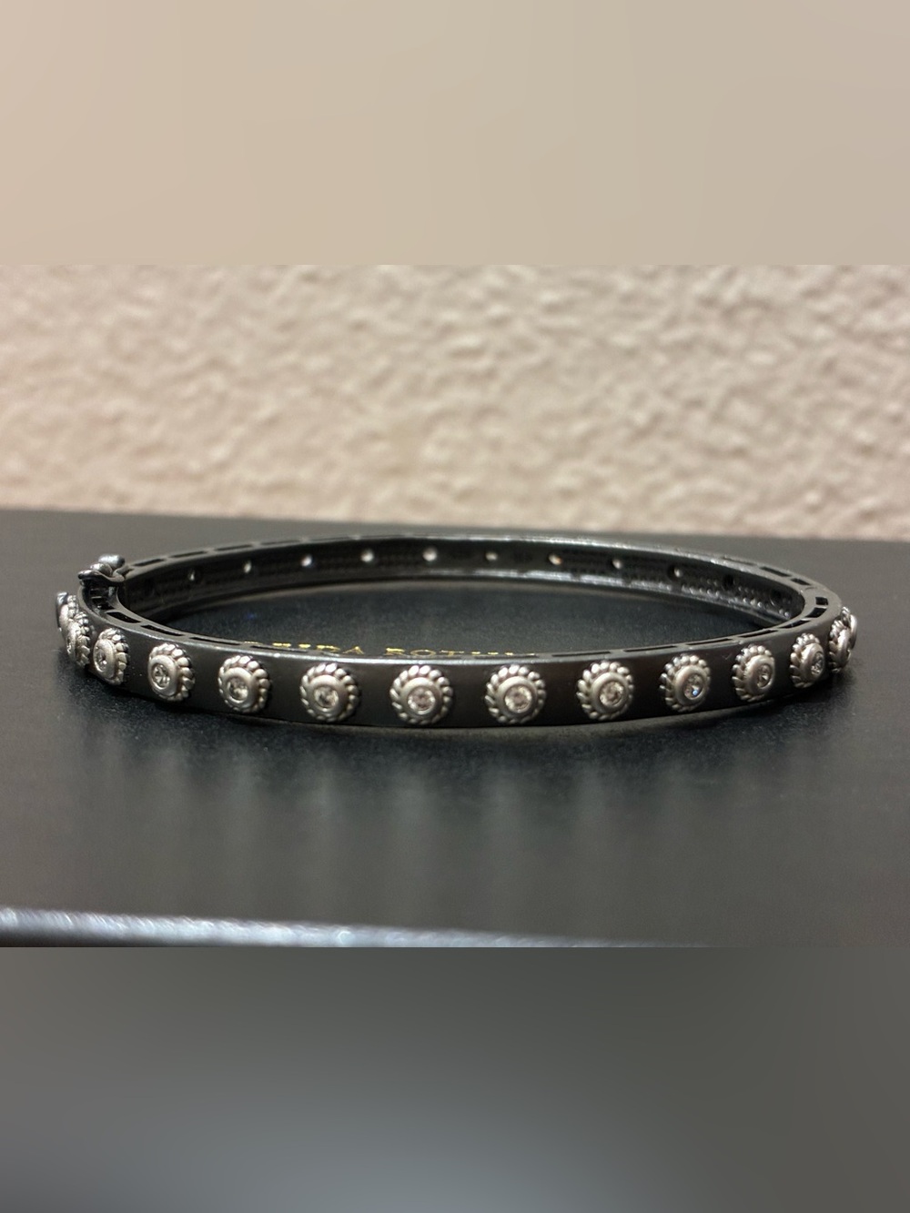 Freida Rothman black and silver bangle 
925 Sterling Silver
